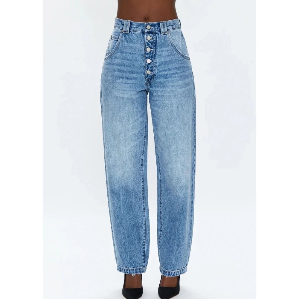 Pistola Ezra High Rise‎ Relaxed Fit Tapered Jeans in Skylark Button Fly Size 25